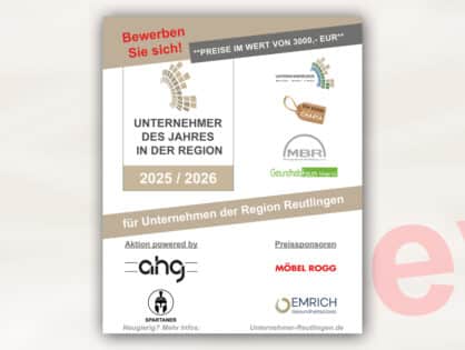 Bewerben Sie sich jetzt: Unternehmer des Jahres 2026 in der Region Reutlingen gesucht!